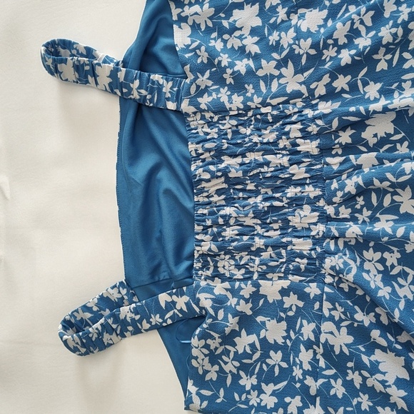 Sandra Darren Sundress Midi Easter Spring Summer Blue & White Flowers Casual - Picture 12 of 12